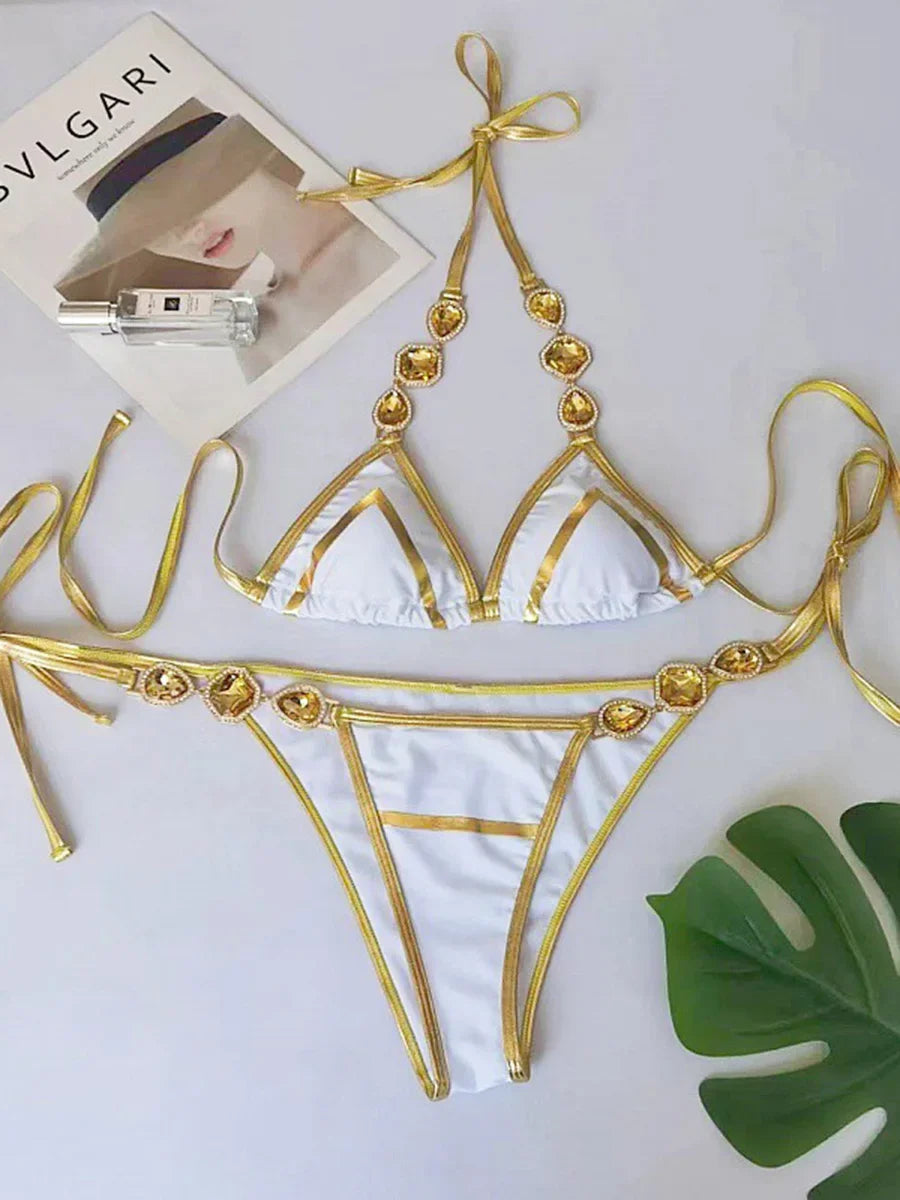 Halter Crystal Rhinestone Diamond Bikini