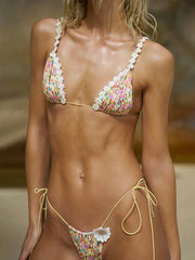Floral Print Bordered Bikini Set