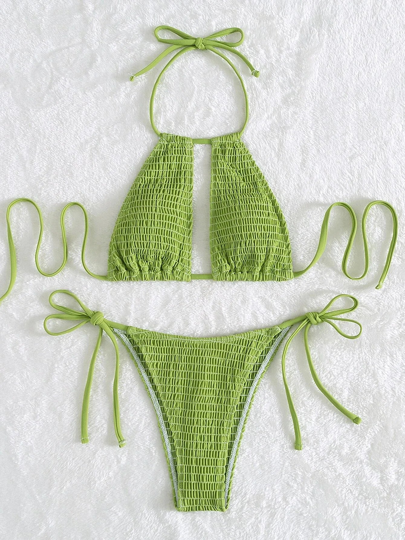 Orange Halter Neck Push Up Micro Swimsuit