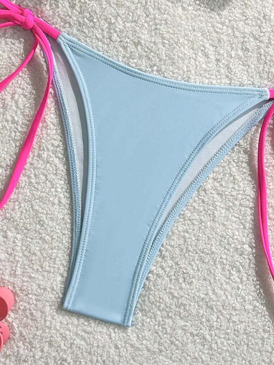 XS - L Splicing Halter 3D Flower Bikini