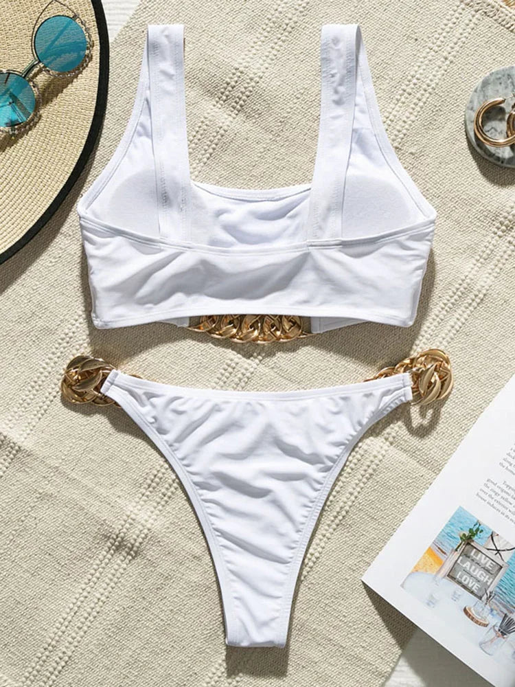 High Cut Metal Chains Bikini