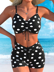 Vintage Black Polka Dot Print Bikini Set