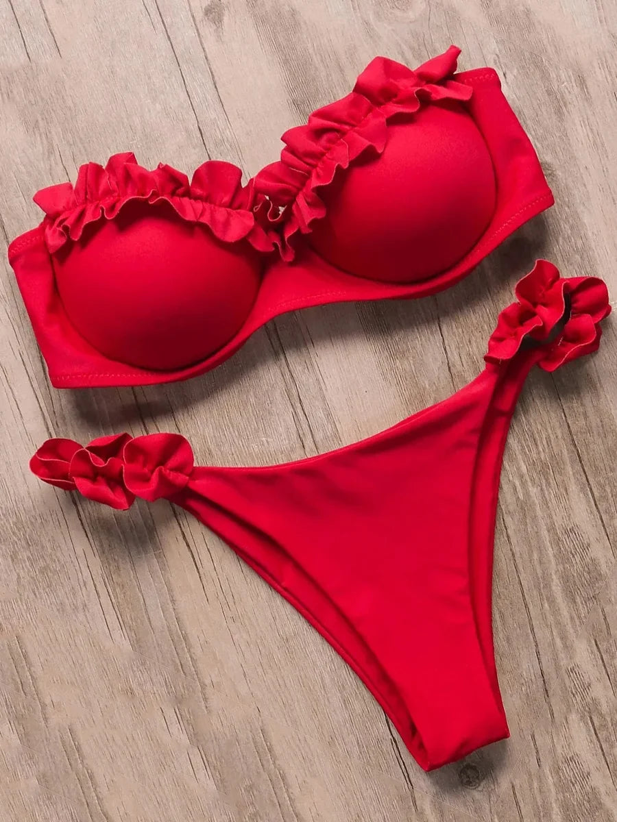 Ruffled Bra Cup Bikini