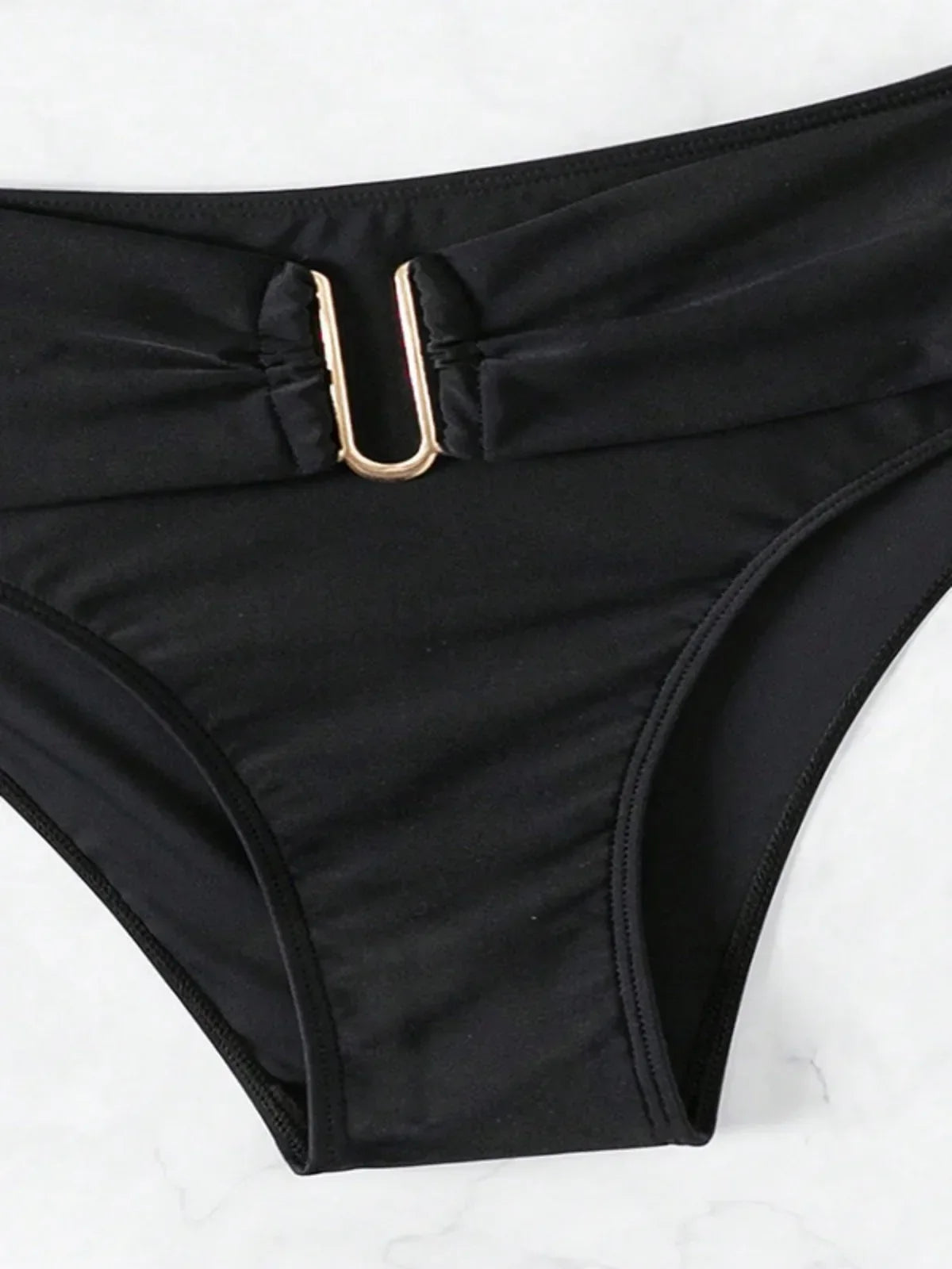 Solid Color High Waist Two Piece Swimsuit