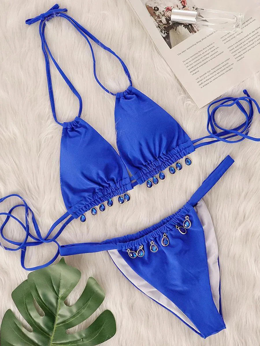 Halter Luxury Rhinestone Diamond Bikini