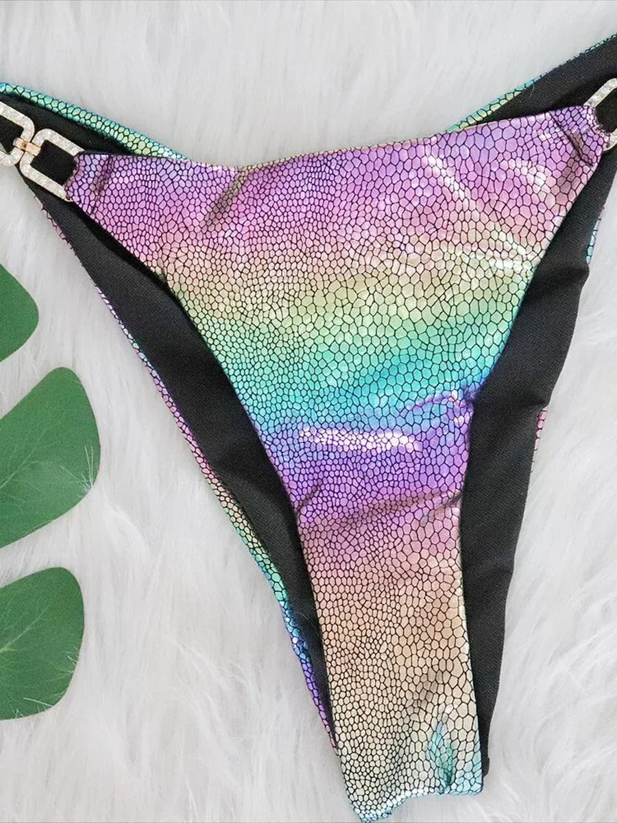 Shiny Halter Rhinestone Diamond Bikini