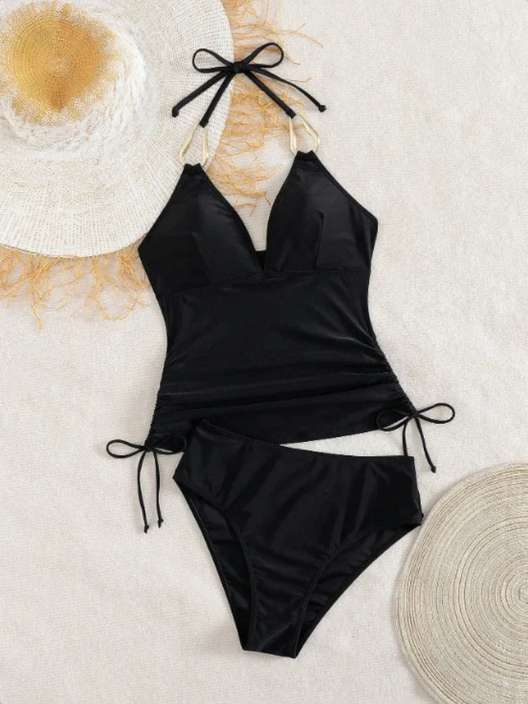 Vintage Black Two Piece Bikini Set