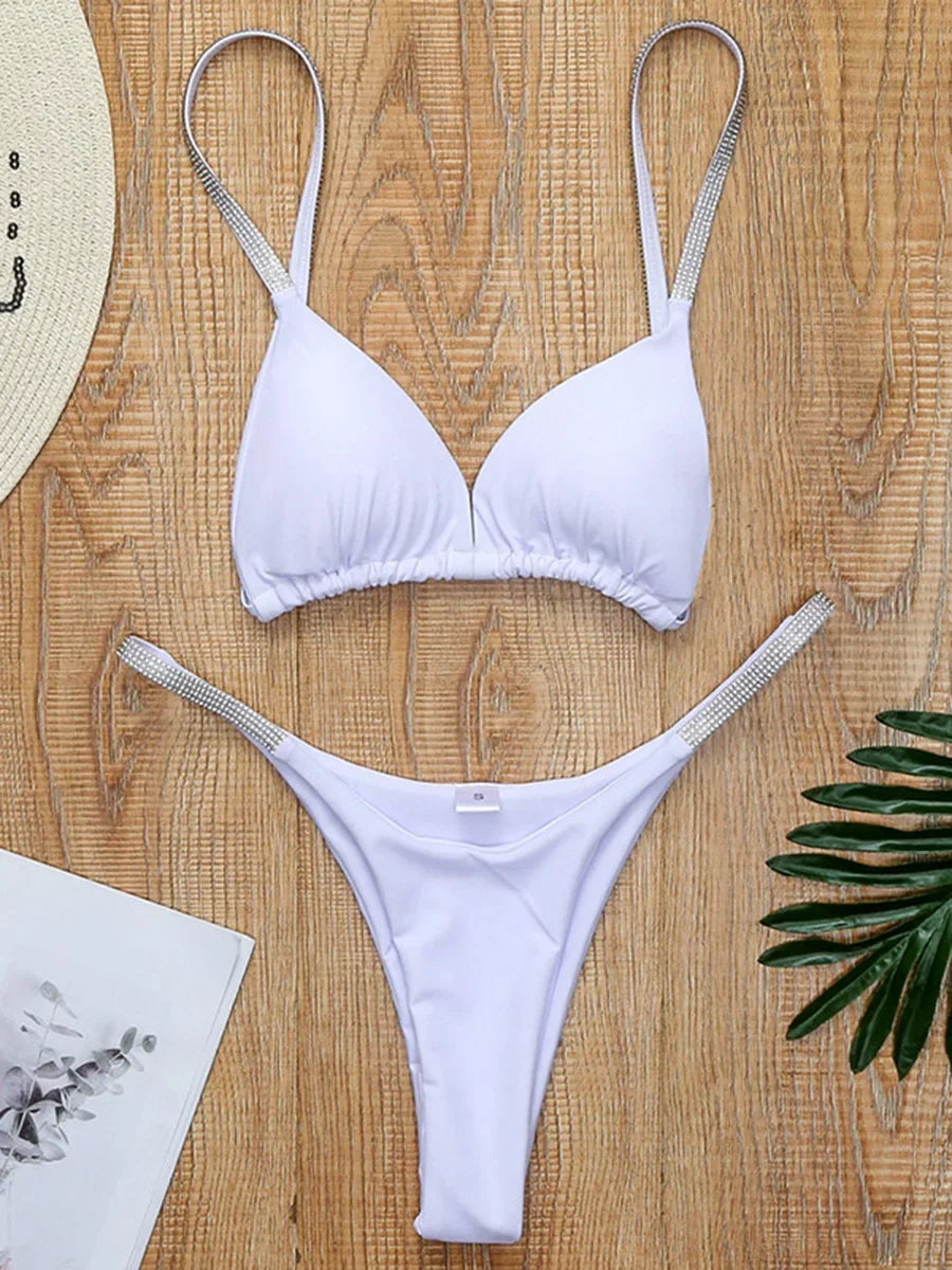 Sexy Shiny Sequins Mini Micro Thong Bikini