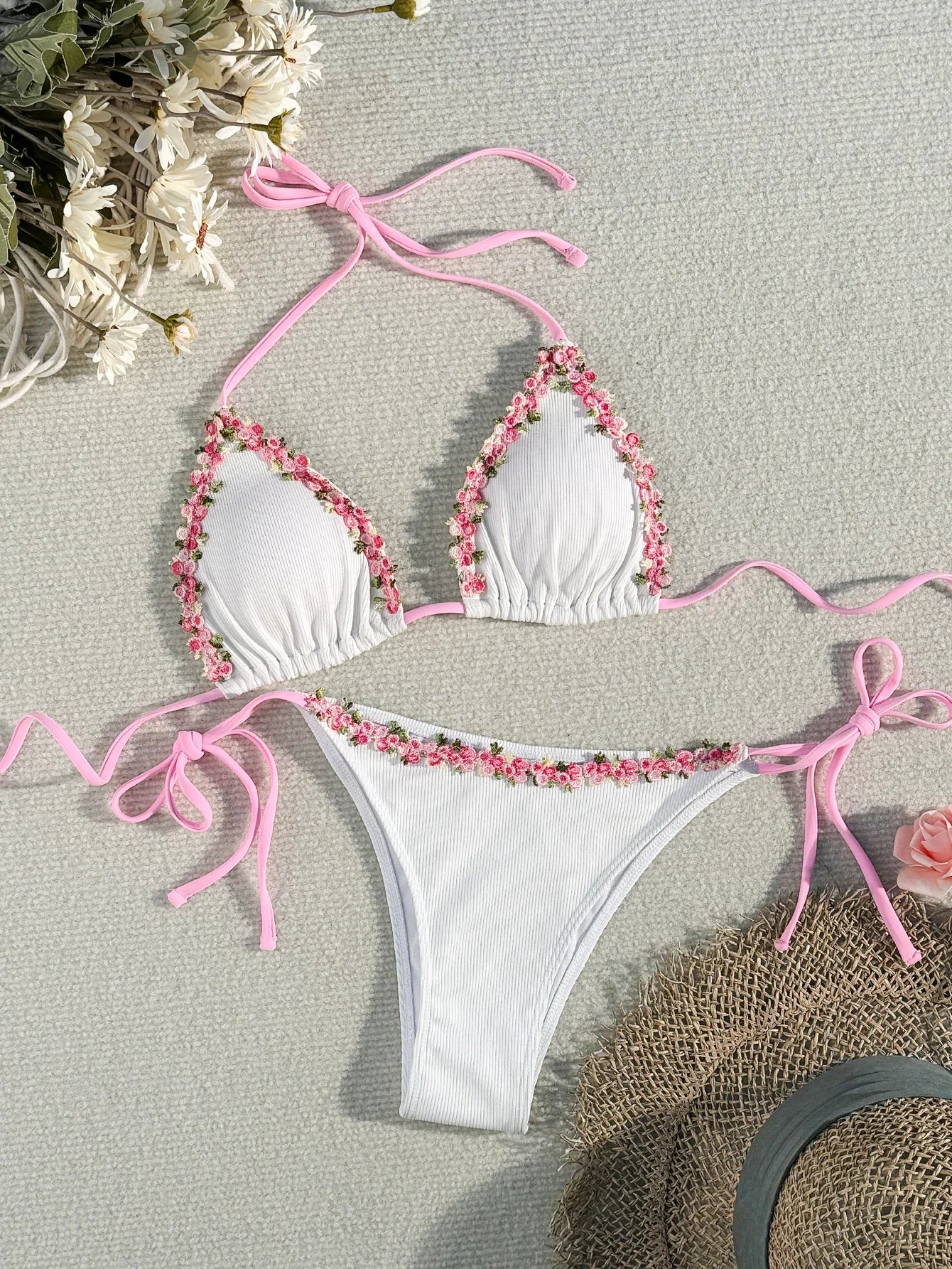 Sexy 3D Floral Bikini Set