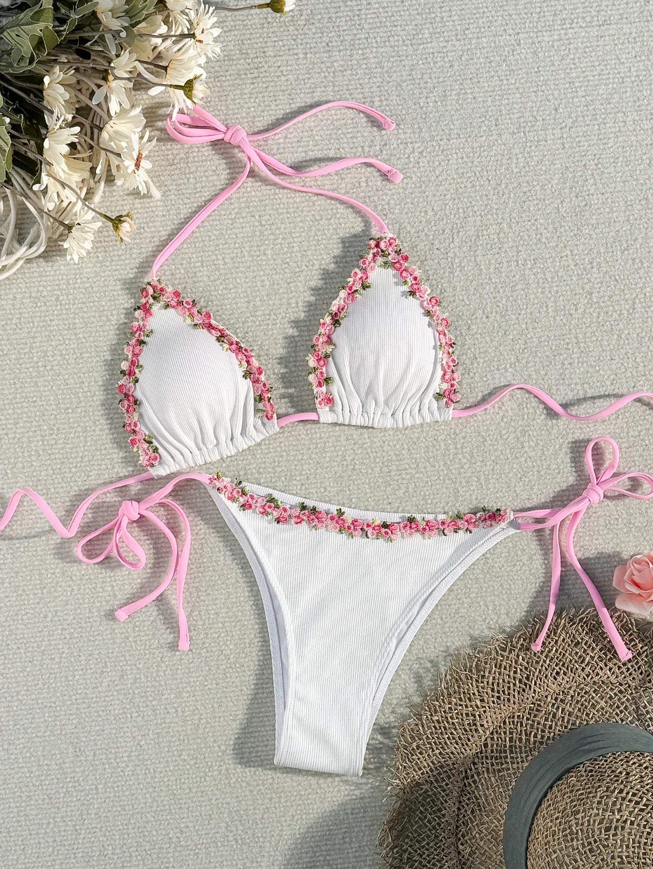 Sexy 3D Floral Bikini Set