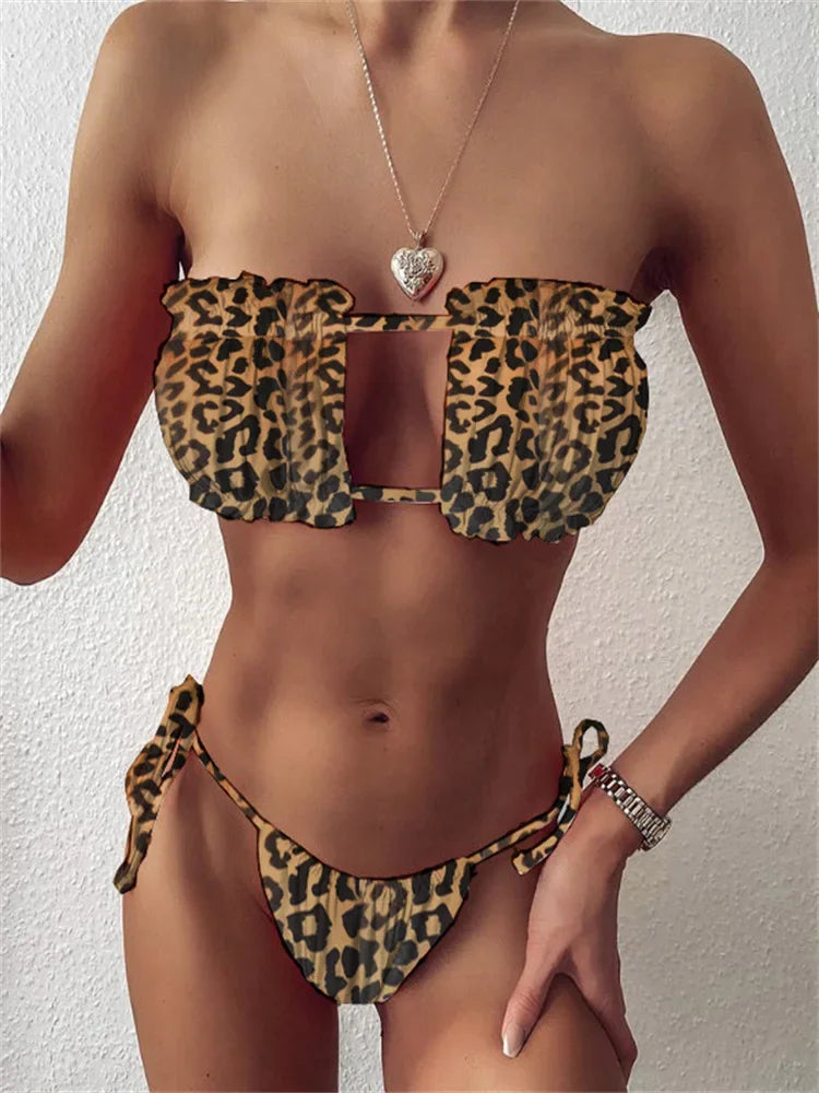 Elegant Purple Swimwear Women Sexy Off Shoulder Pleate Bikini