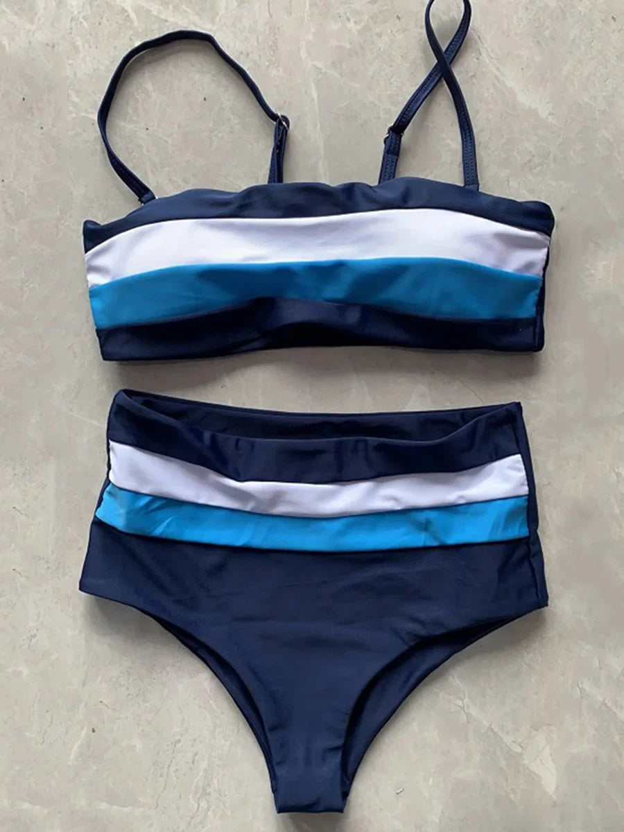 Sexy Striped Bandeau Bikini
