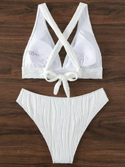 Wrinkled Crinkled Cross Back Bikini