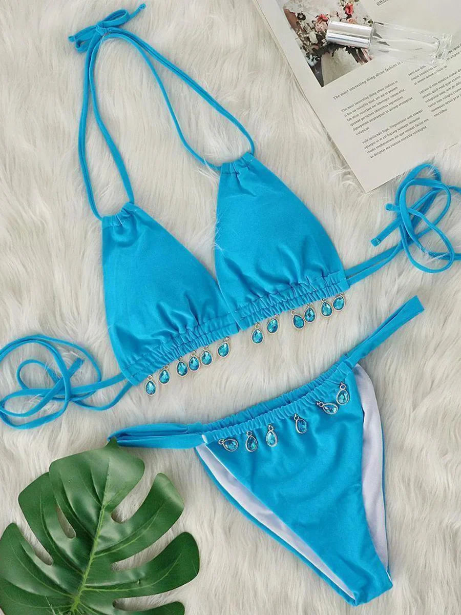Halter Luxury Rhinestone Diamond Bikini