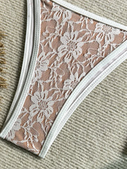 Embroidery Mesh Lace Halter Bikini