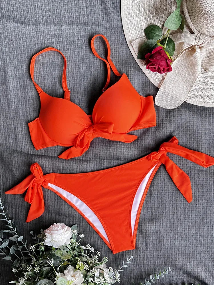 Sexy Knotted Underwired Bra Cup Bikini