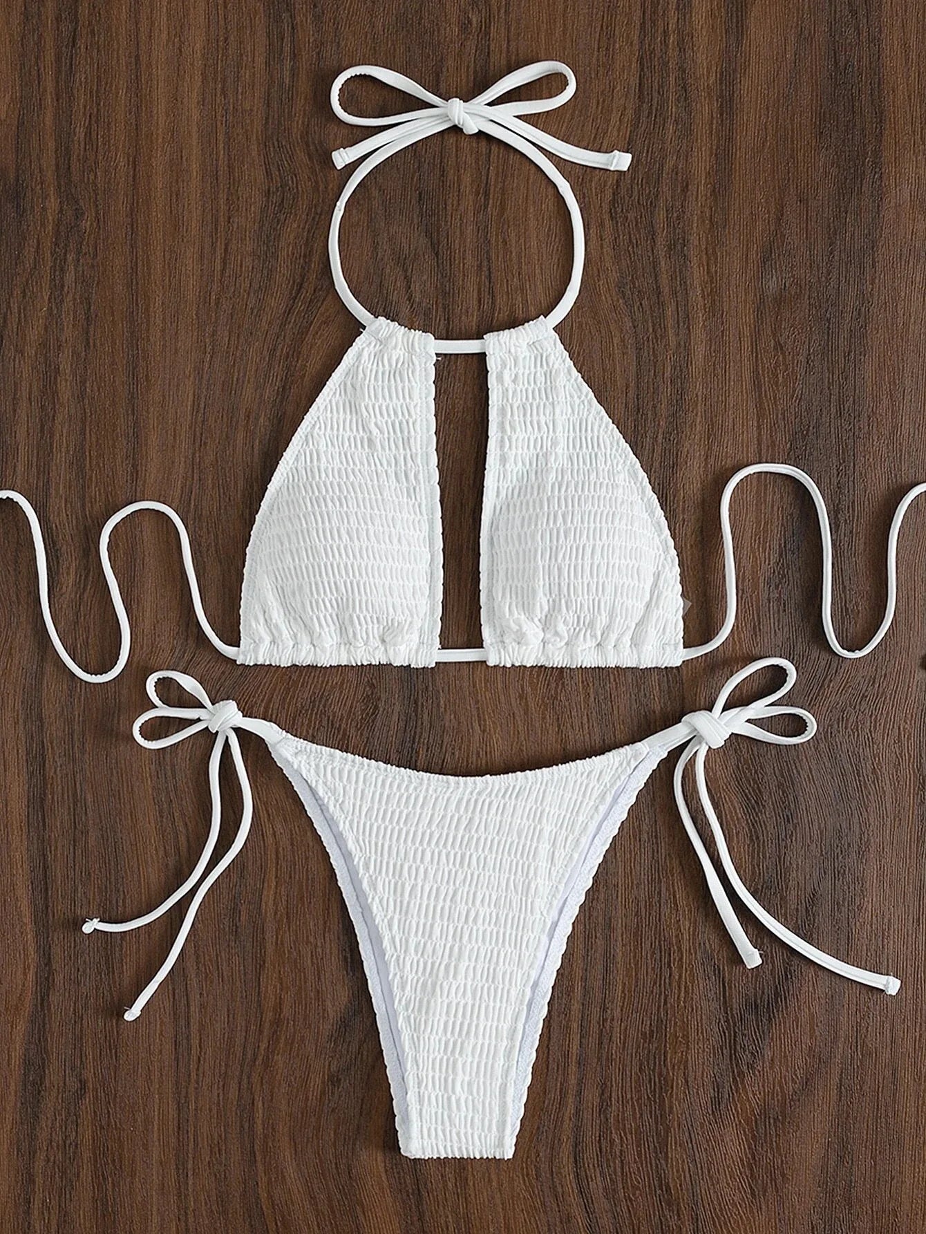 Orange Halter Neck Push Up Micro Swimsuit