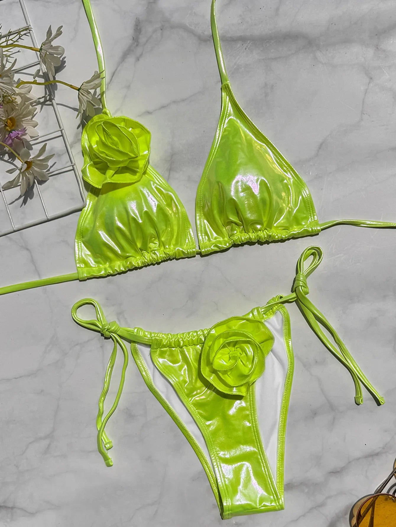 Sexy 3D Flower Micro Bikini