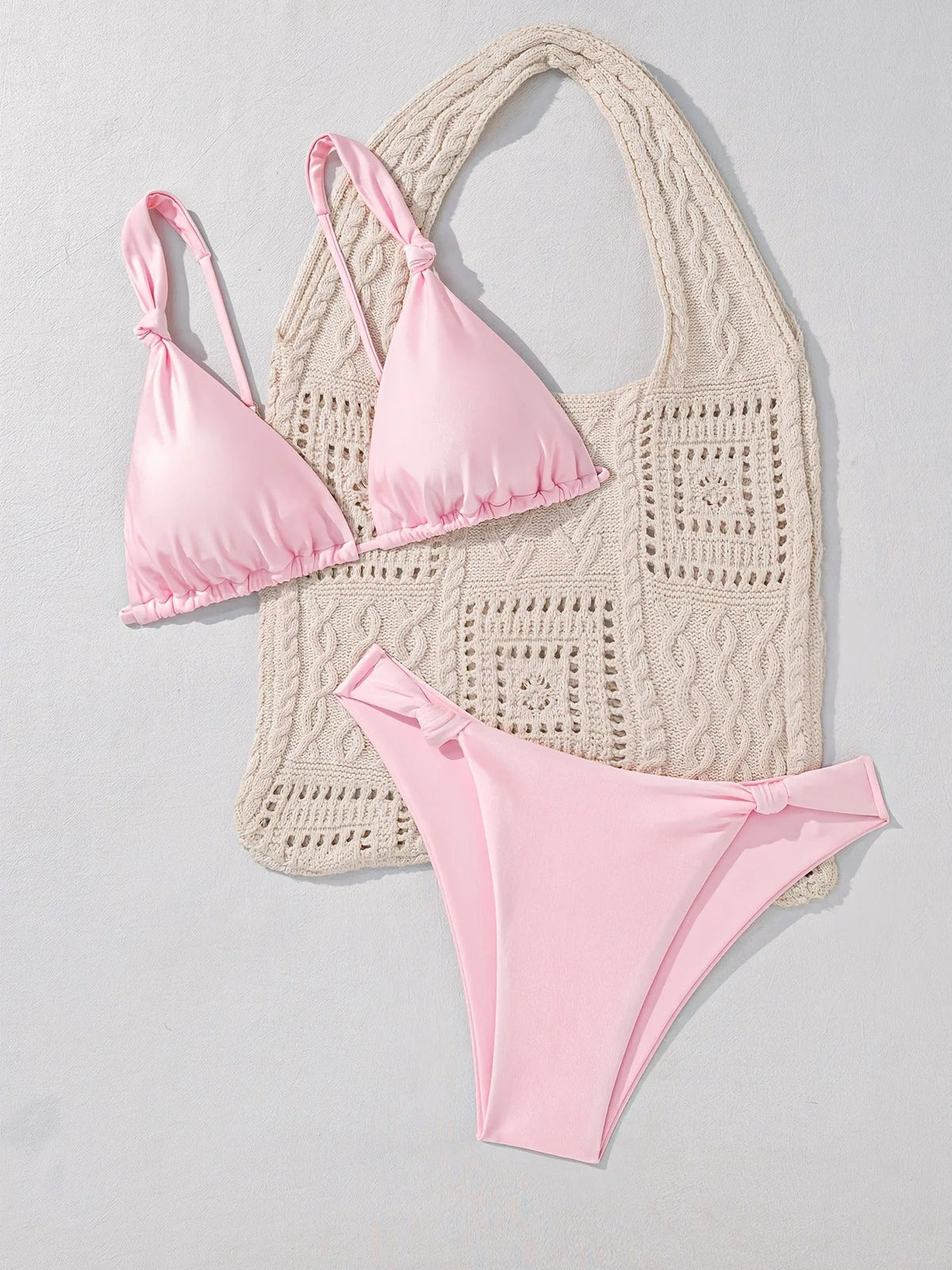 Sexy Pink Bow Thong Bikini