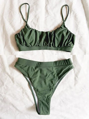 Wrinkled Ruched High Waist Bikini