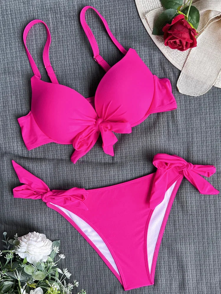 Sexy Knotted Underwired Bra Cup Bikini