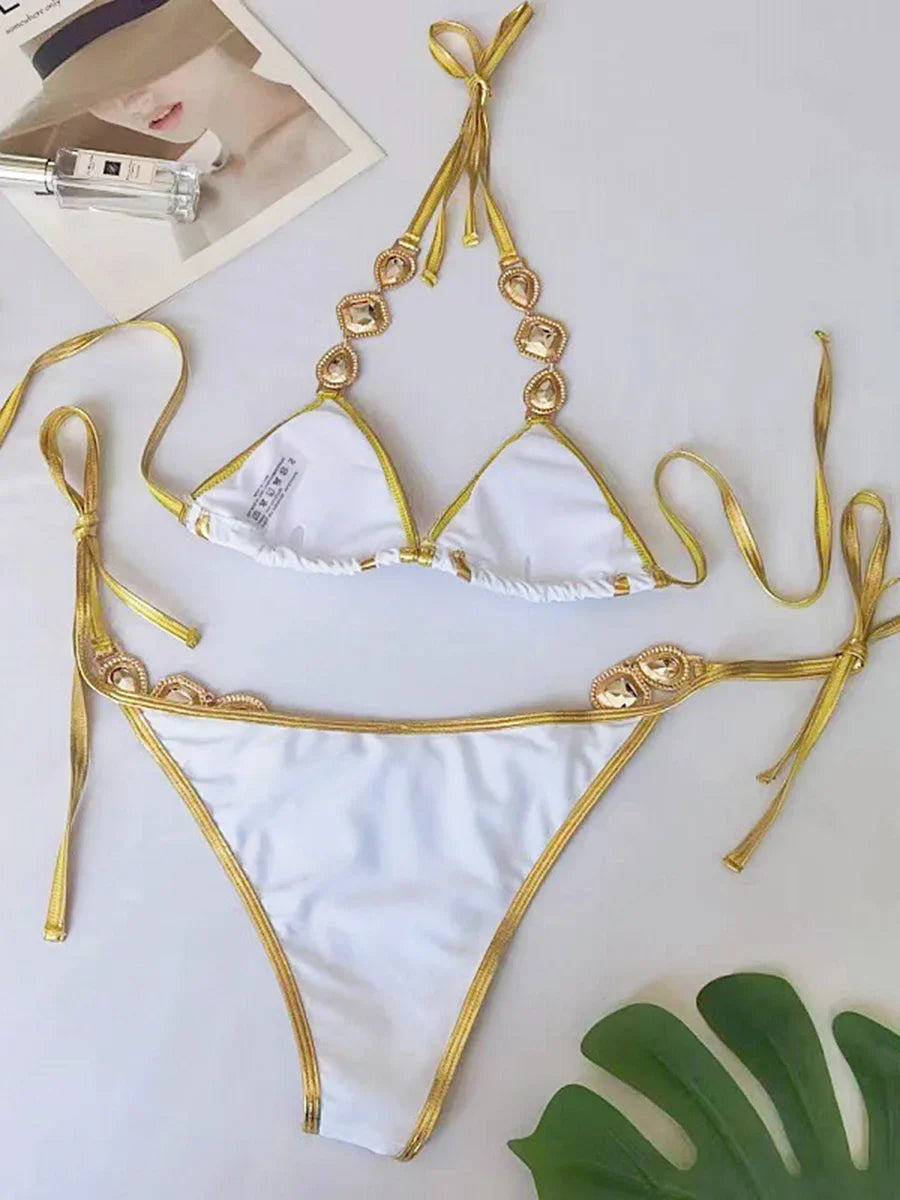 Halter Crystal Rhinestone Diamond Bikini