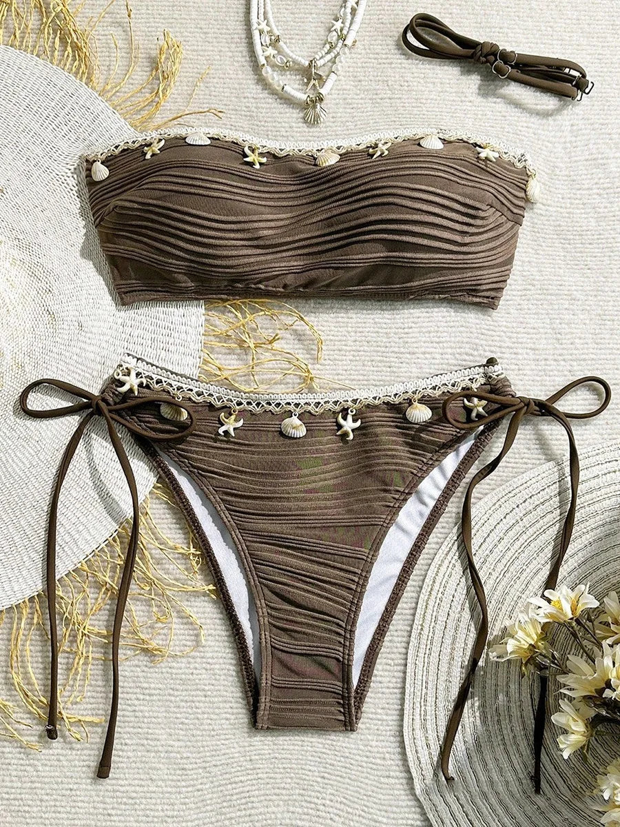 XS - XL Bandeau Wrinkled High Cut Bikini