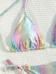 Colorful Snake Skin Halter Strappy Bikini