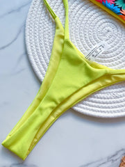 Flower Print Mini Micro Thong High Cut Bikini