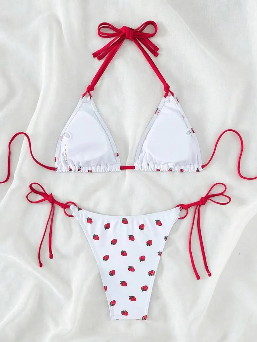 Halter Strawberry Designer Bikini