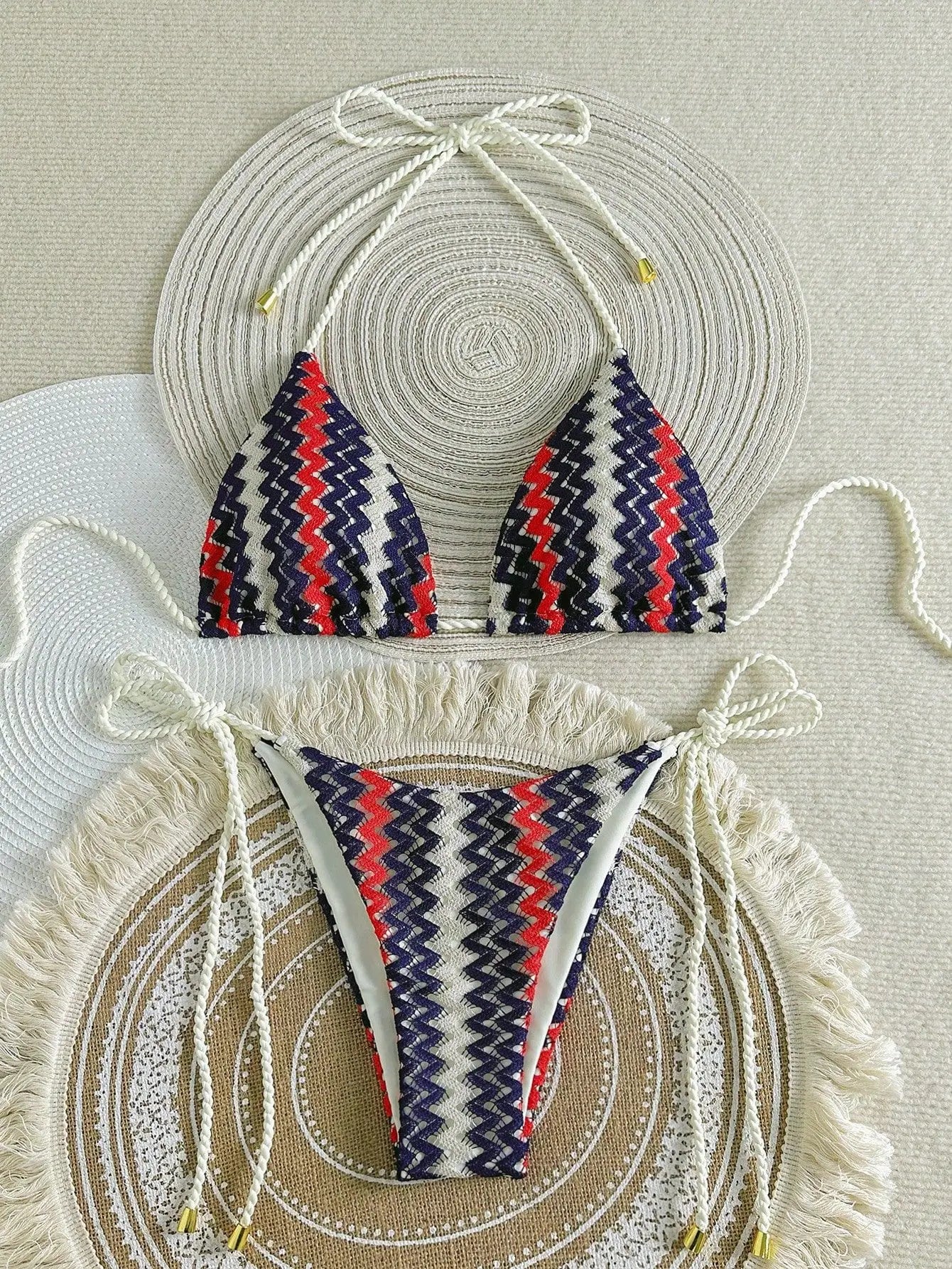 XS - L Mesh Knitted Rope Halter Brazilian Bikini