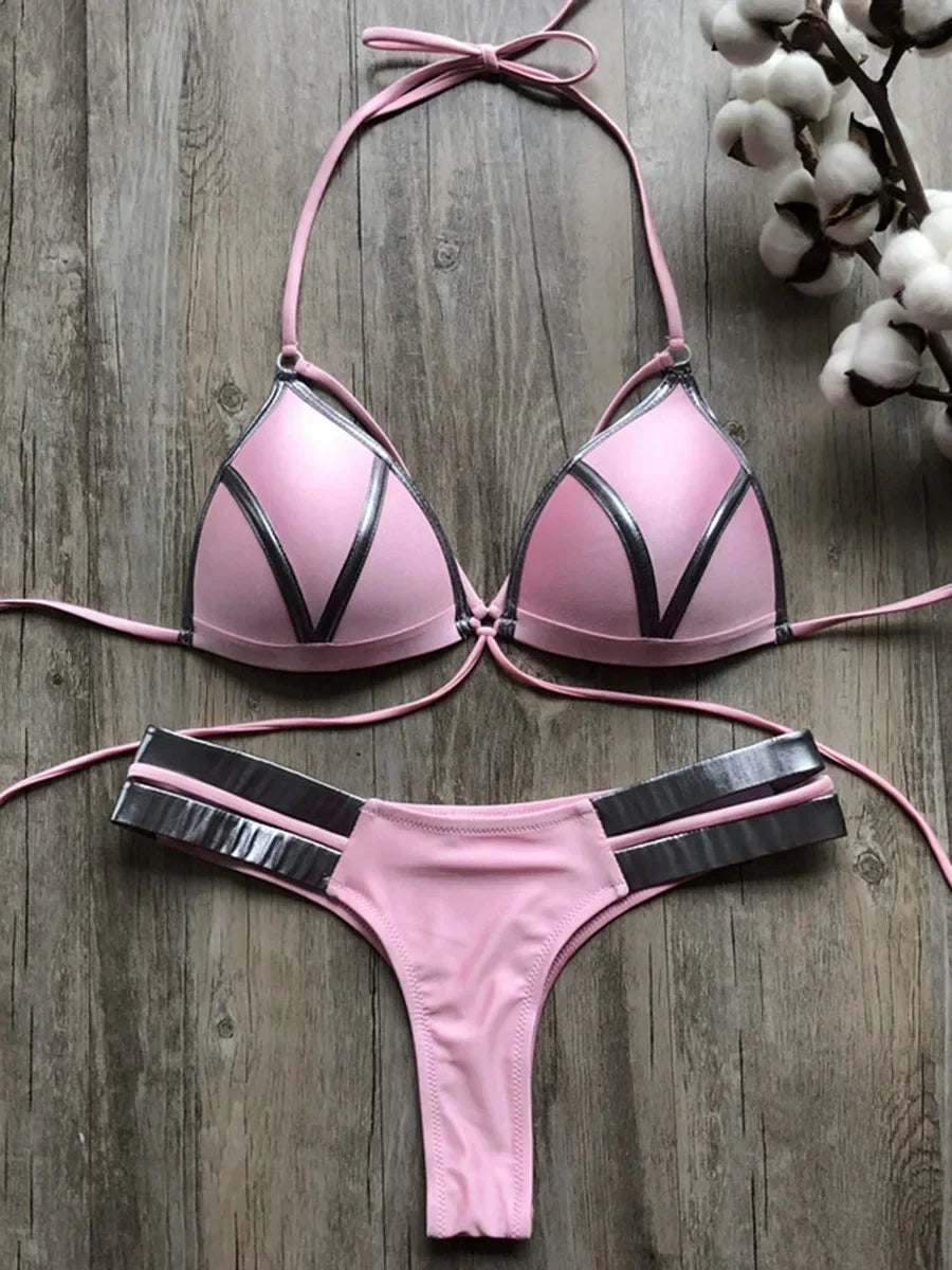Sexy Halter Push Up Brazilian Bikini