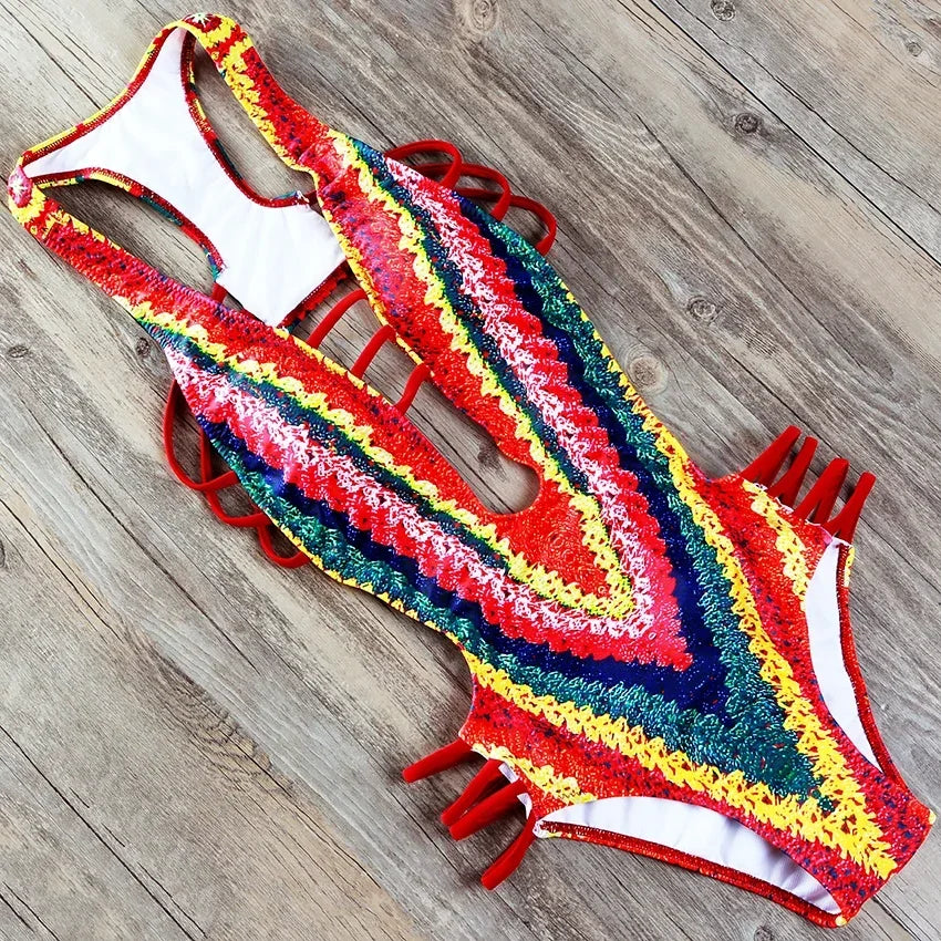 S - XXL Sexy Printed Women Swimwear One Piece Swimsuit