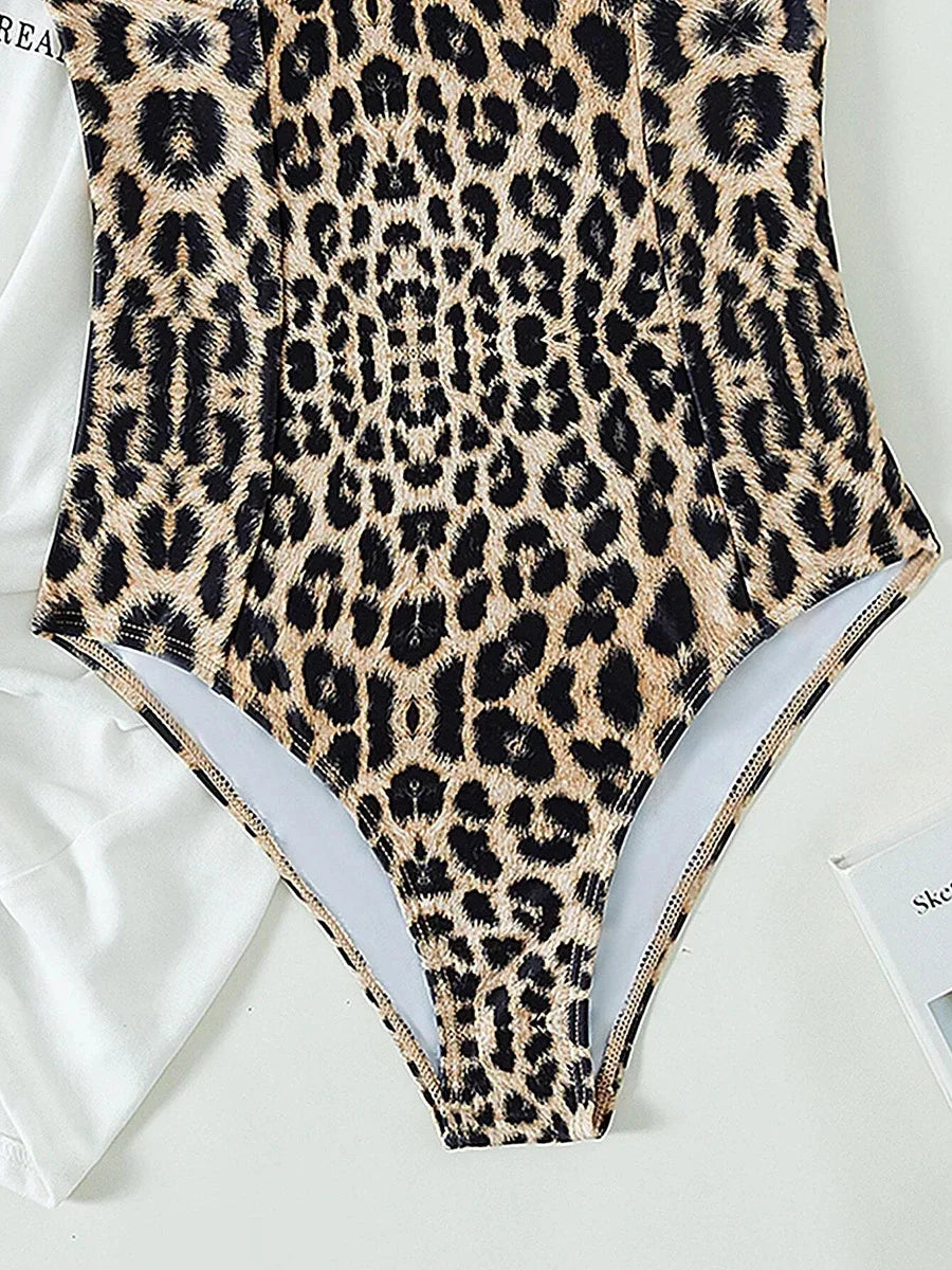 Leopard Underwired Bra Cup One Piece Swimsuit