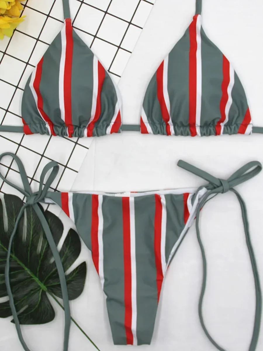New Sexy Halter Striped Bikini
