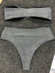 Shiny Glitter Sparkling Bandeau Swimsuit
