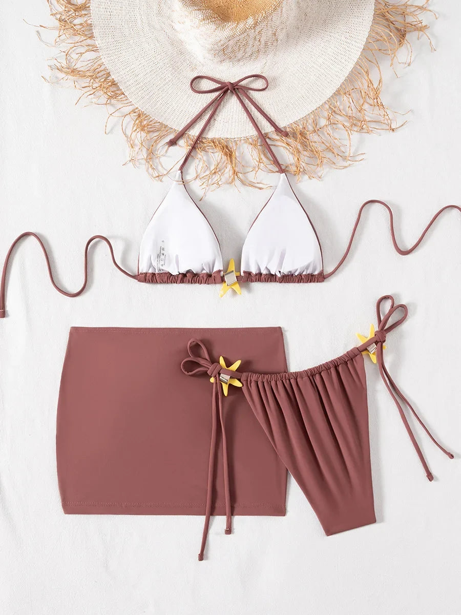 With Skirt Halter Brazilian Bikini