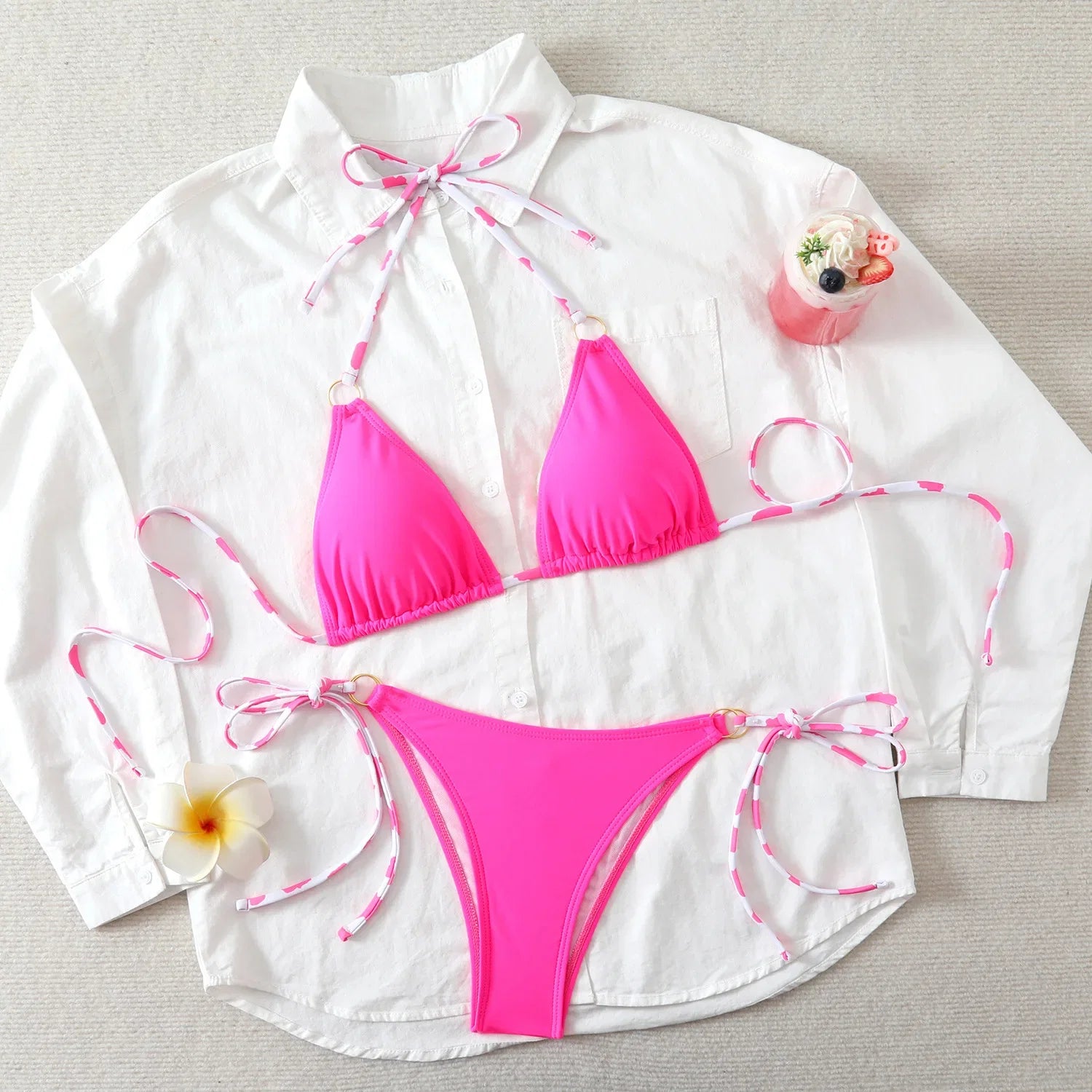 Sexy Purple Contrast Bikini Set