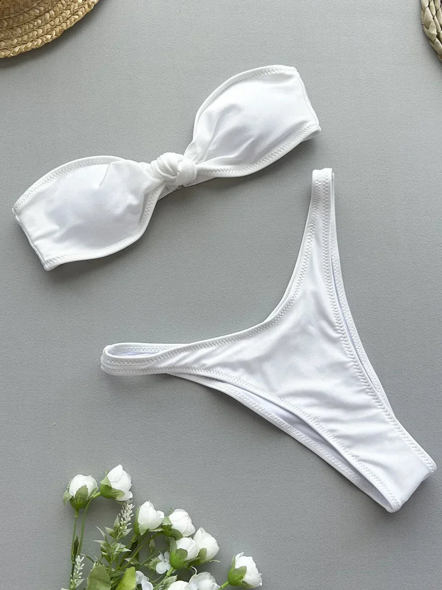 Sexy Front Tie Bow Bikini Set