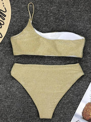 Sexy Shiny Sparkling One Shoulder Bikini