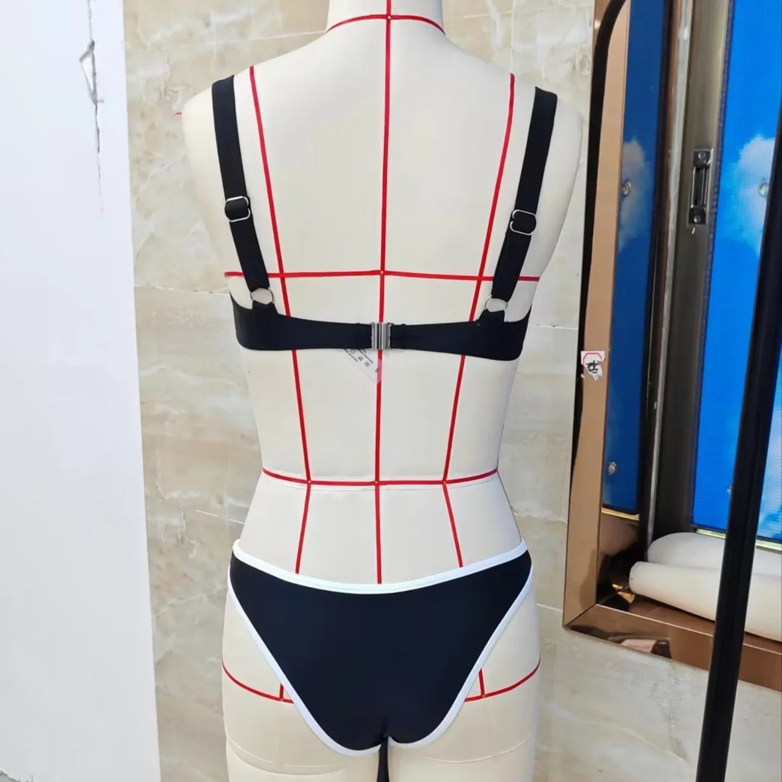 Women's Summer Casual 2 Piece Outfits Contrast Trim Bikini Set