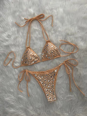 Luxury Black White Rhinestone Bikini