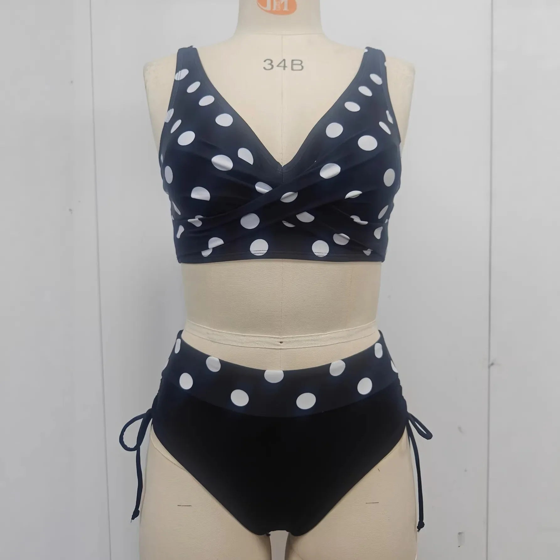 Vintage Black Dot Print Bikini Set