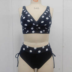Vintage Black Dot Print Bikini Set