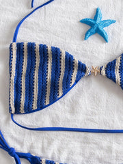 Sexy Blue Striped Micro Bikini