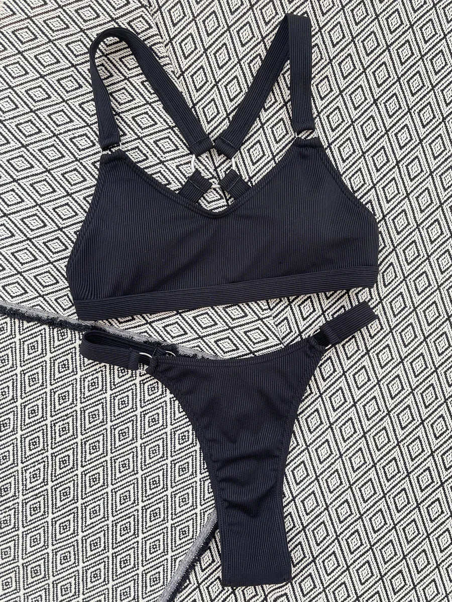 Sexy Ribbed Micro Thong Bikini