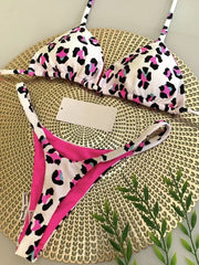Printed Halter Wrinkled Bikini