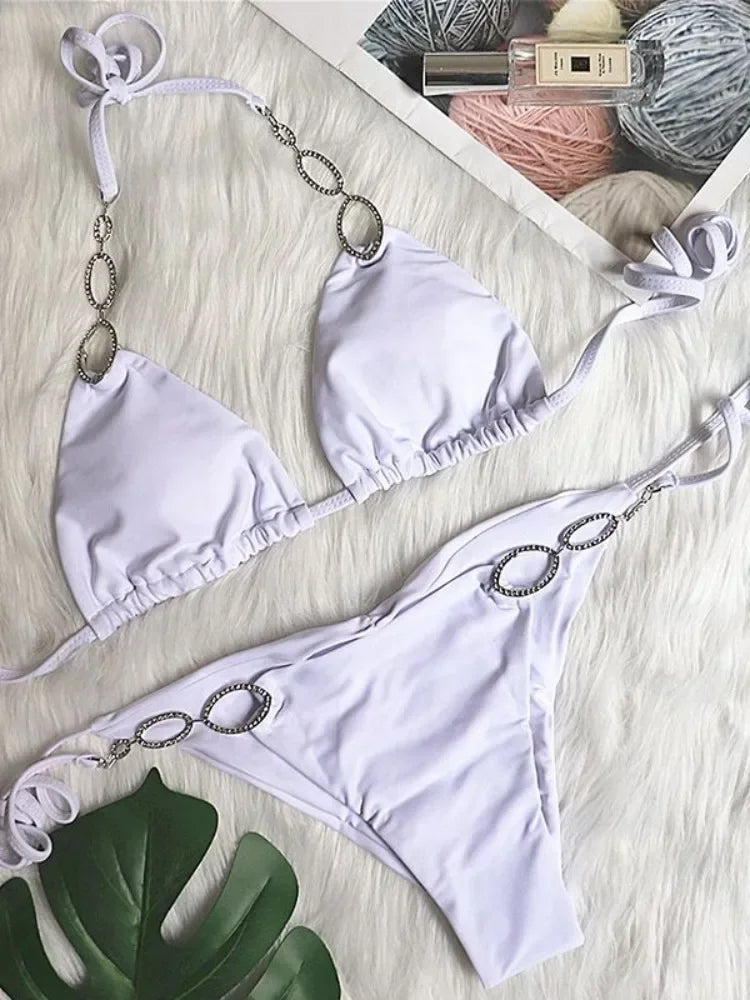 Sexy Halter Diamond Bikini