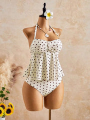 Vintage Polka Dot Print Bikini Set