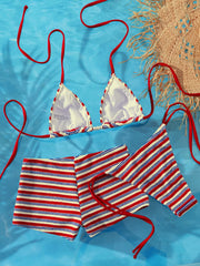 Sexy Red Striped Bikini Set